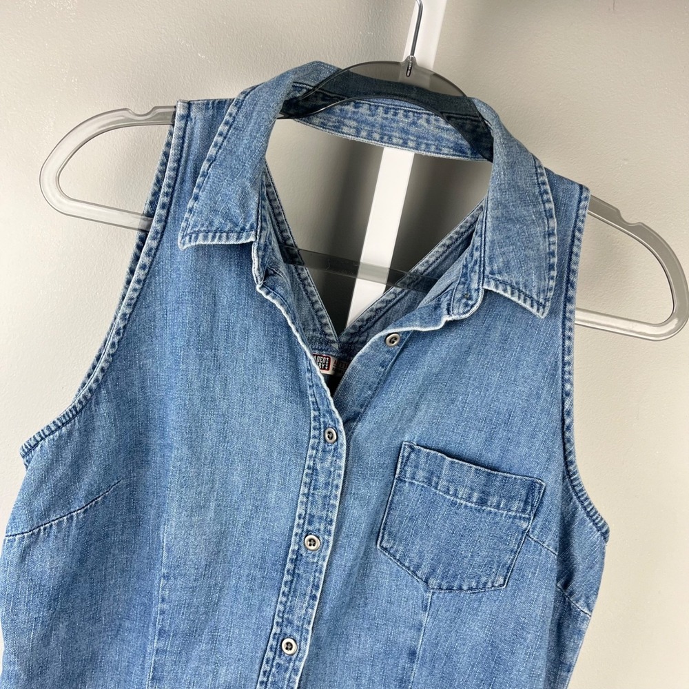 Faded Glory Denim Halter Top Shirt Womens S? Blue Festival Western Vintage Y2K
